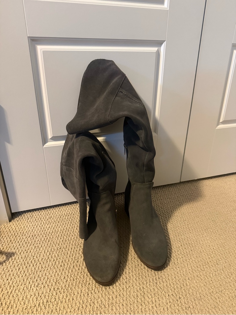 Vince Camuto Knee High Suede Boots in Charcoal Gray - WIDE CALF